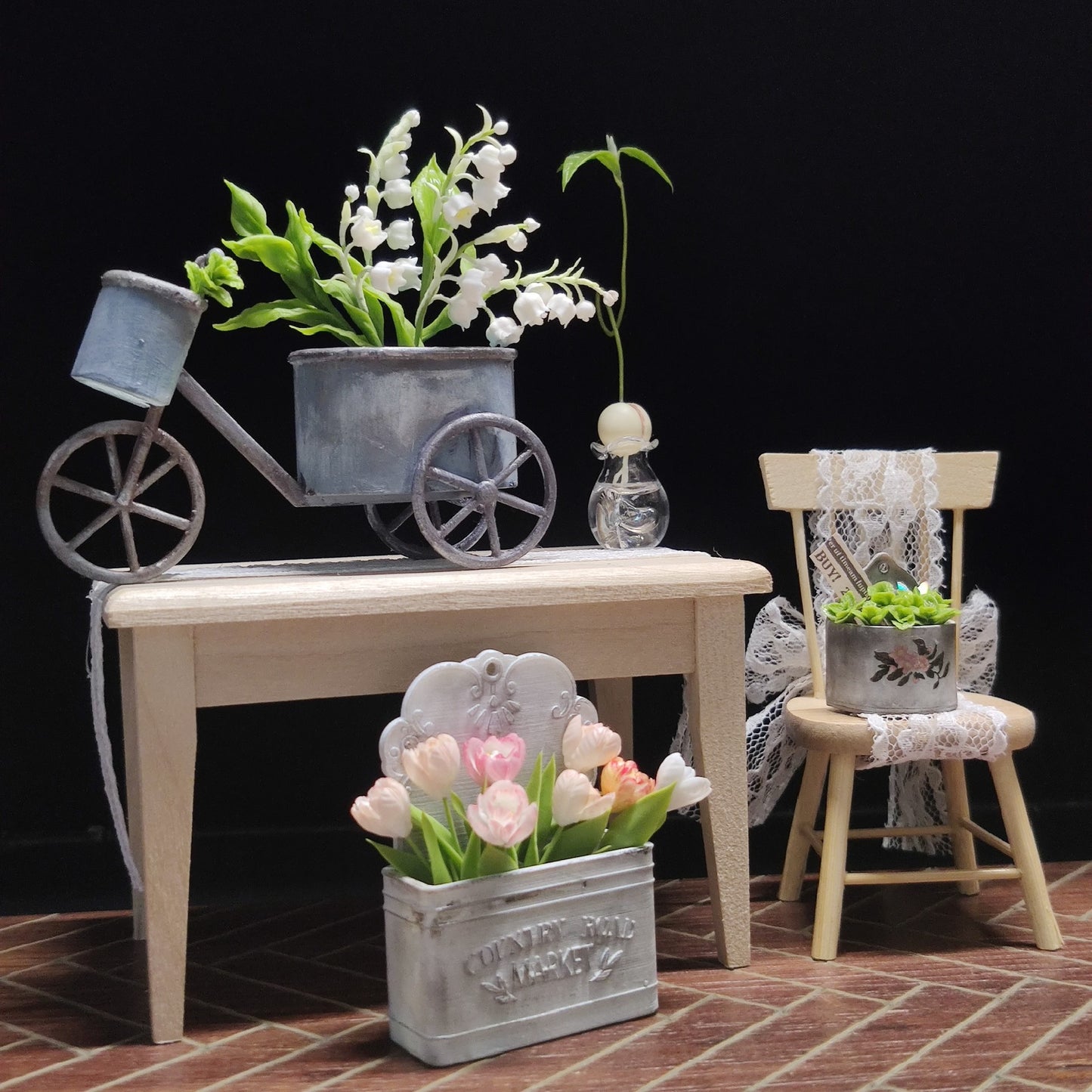1:12 Scale Miniature Clay Lily Of The Valley Dollhouse Decor