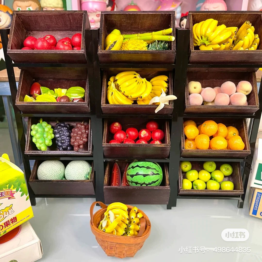 1:6 Scale 1:12 Scale Miniature Fruit Vegetable Market Stall Dollhouse Display Shelf Miniature Furniture