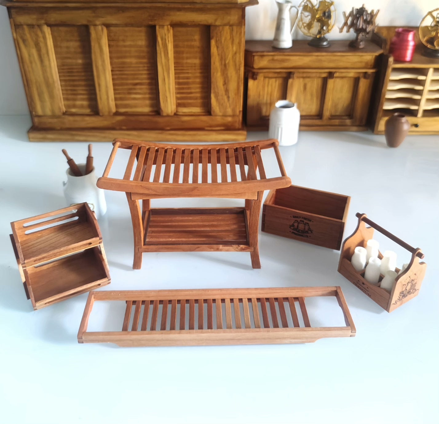 1:12 Scale Miniature Bathroom Furniture Set For Dollhouse