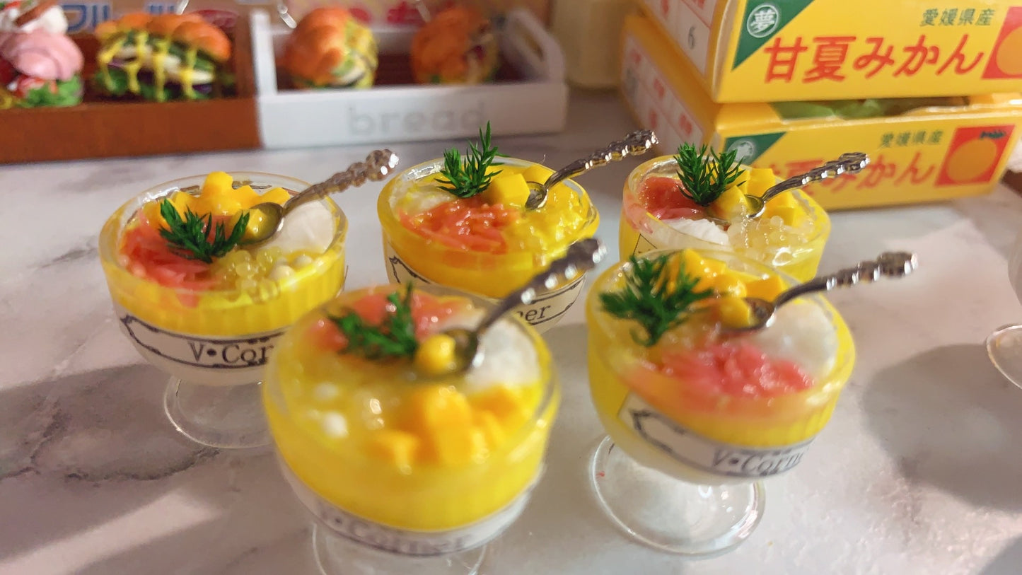 1:6 Scale Miniature Mango Pomelo Sago Dessert Dollhouse Accessory 1:12 Scale Play Food
