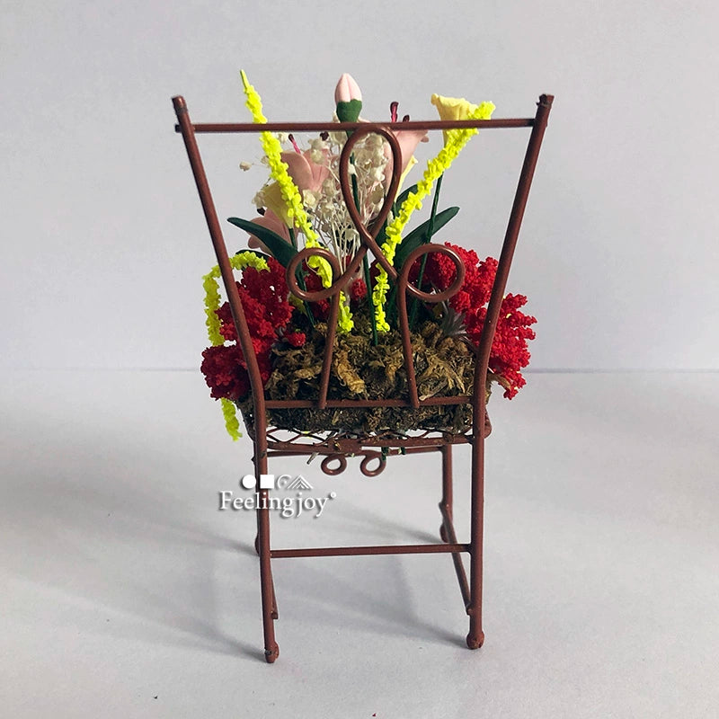 1:12 Scale Miniature Dollhouse Furniture Decoration Accessories Simulation Clay Lily Flower Chair