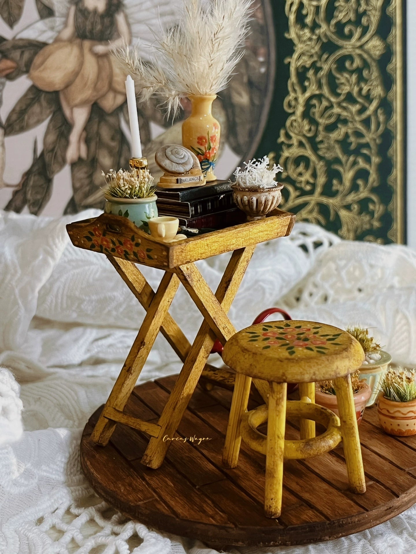 1:12 Scale Miniature Garden Table And Chairs Set Dollhouse Display