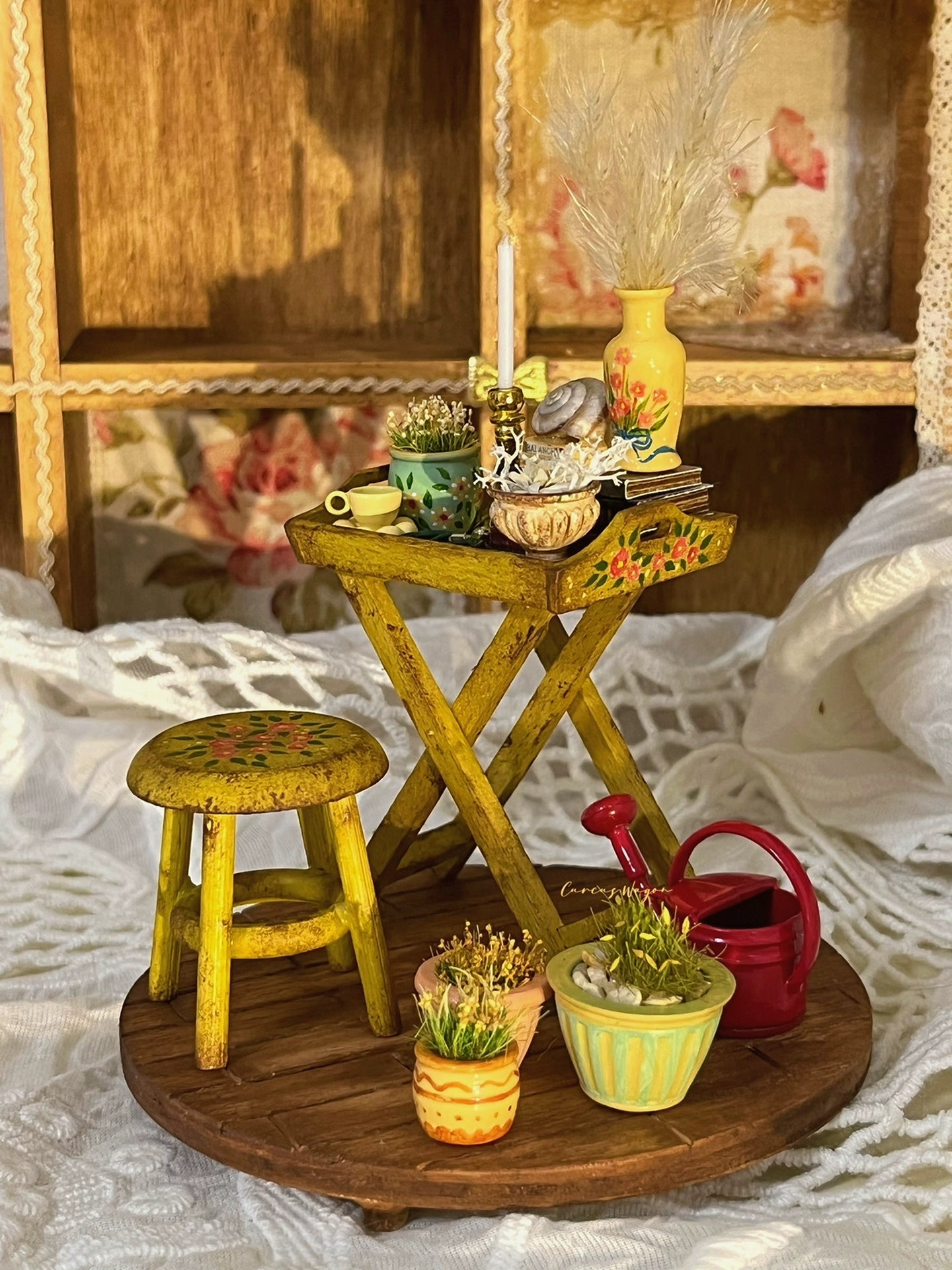1:12 Scale Miniature Garden Table And Chairs Set Dollhouse Display