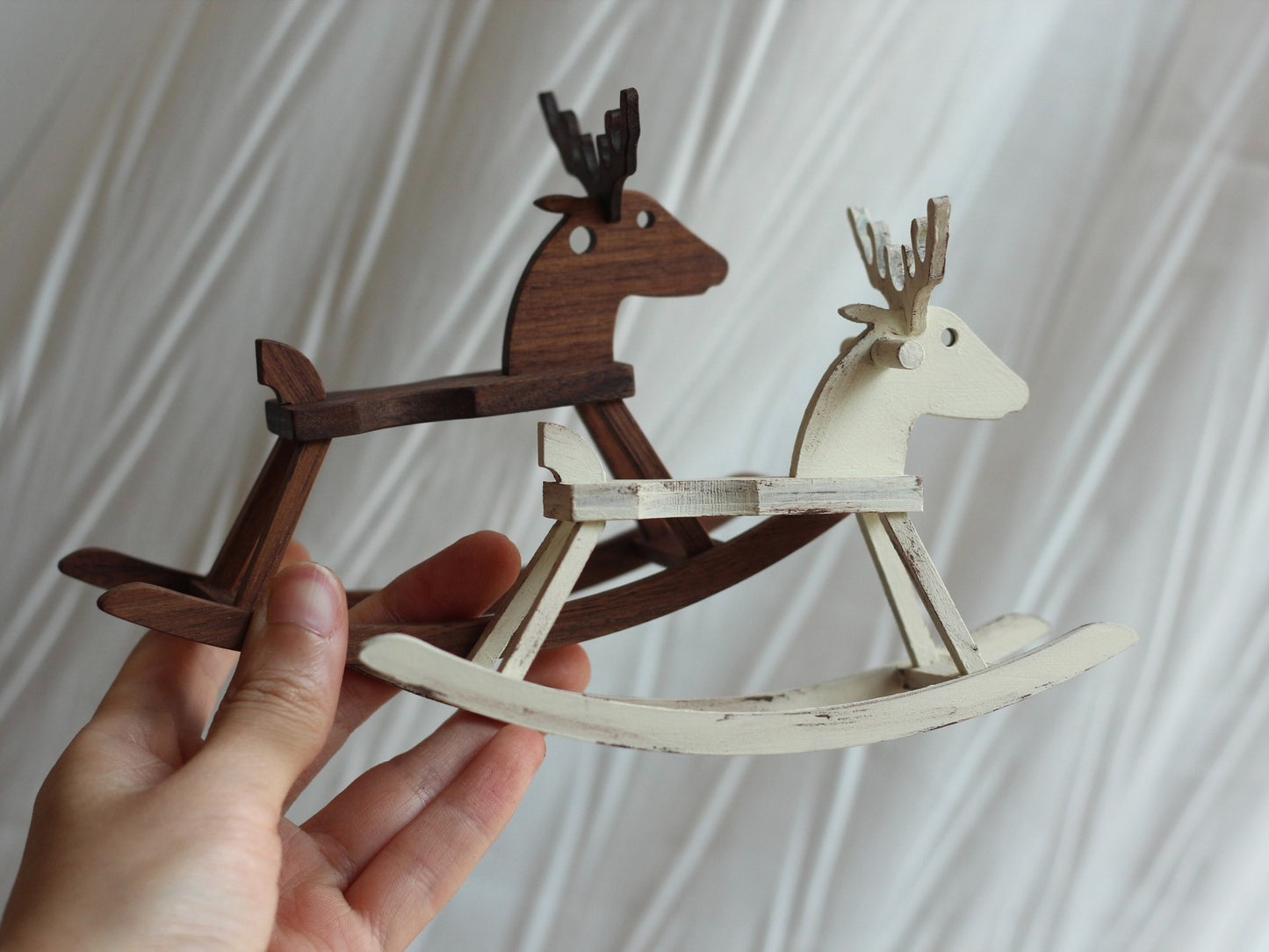 Kit de material para caballo de madera pequeño con asta de ciervo navideña en miniatura