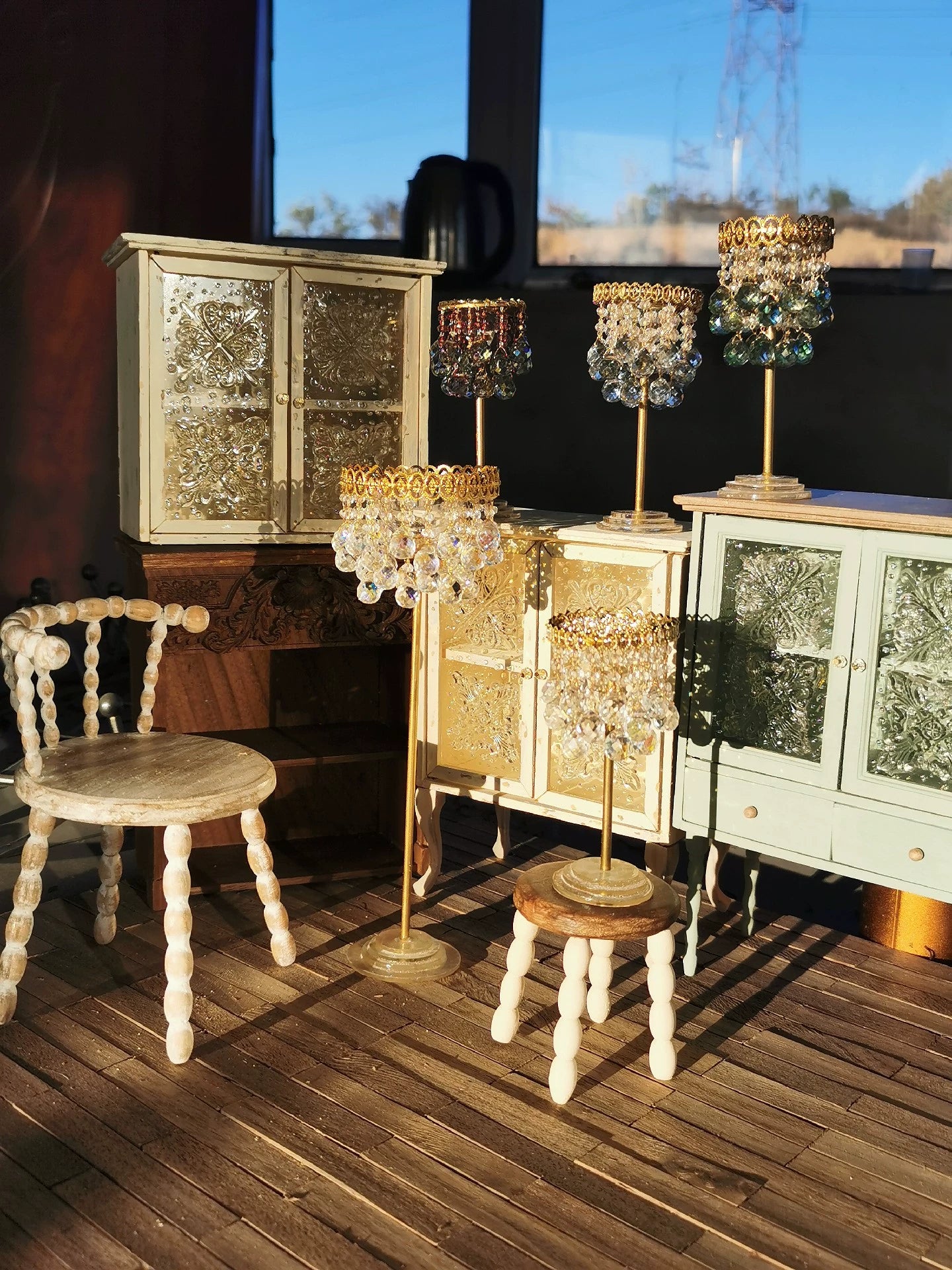 Meubles miniatures pour maison de poupée, échelle 1:6, armoire vintage en bois gaufré pour salle de jeux de poupées BJD Blythe