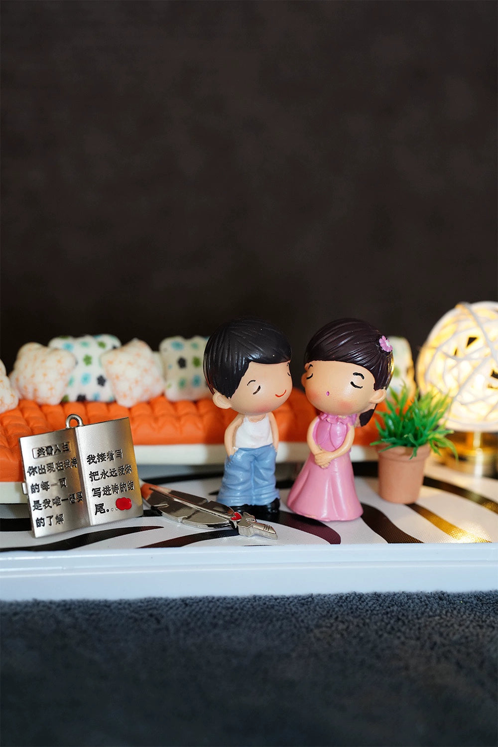 1:12 Scale Miniature Love Contract Scene Box Set Romantic Gift For Valentine's Day Anniversary Dollhouse Decor