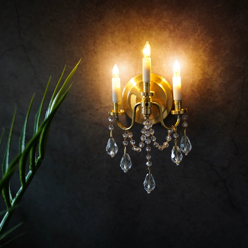 Lámpara de pared de cristal en miniatura a escala 1:6 para casa de muñecas BJD, escena Blythe, accesorios de muebles en miniatura