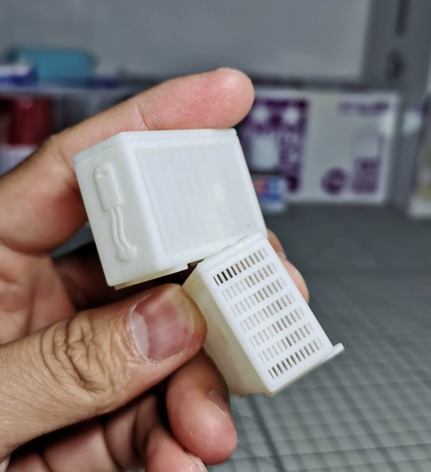Modelo de unidad exterior de aire acondicionado en miniatura a escala 1:12 con rejillas cuadradas y redondas para diorama de casa de muñecas, modelo de barco