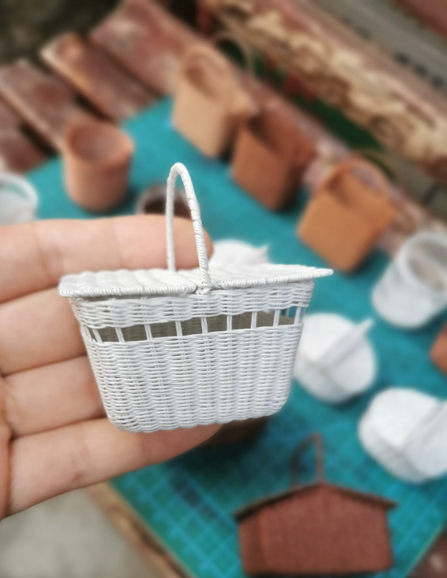 1:6 Scale Miniature Picnic Basket Woven Rattan Handbag For Blythe Ob11 Dolls Dollhouse Accessories