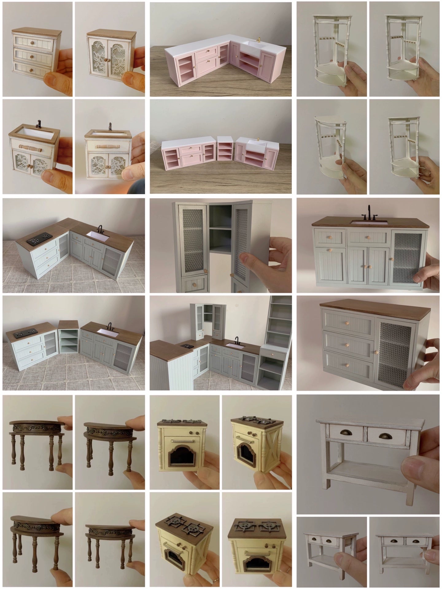 1:6 Scale Miniature Nordic Retro Furniture Set For Blythe Dollhouse Custom Handmade Sugar Candy Style