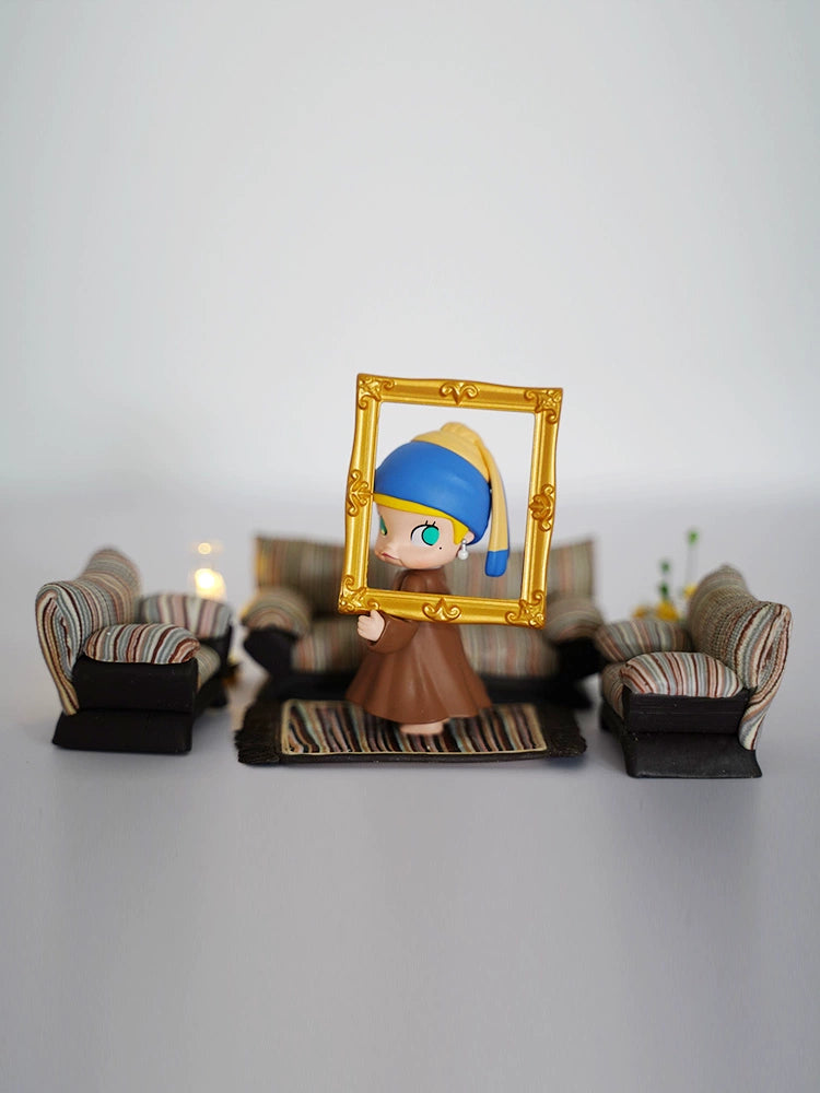 Conjunto de muebles de sala de estar para casa de muñecas en miniatura a escala 1:12, decoración de sofá para exhibición de figuras Nendoroid