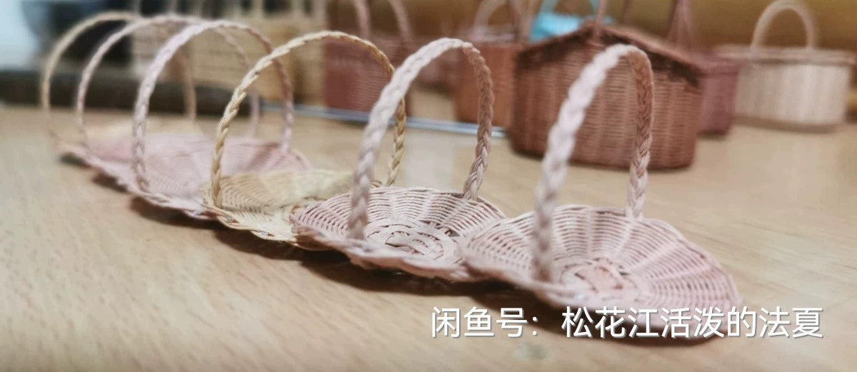1:6 Scale Miniature Woven Paper Basket Small Flower Basket For Dollhouse