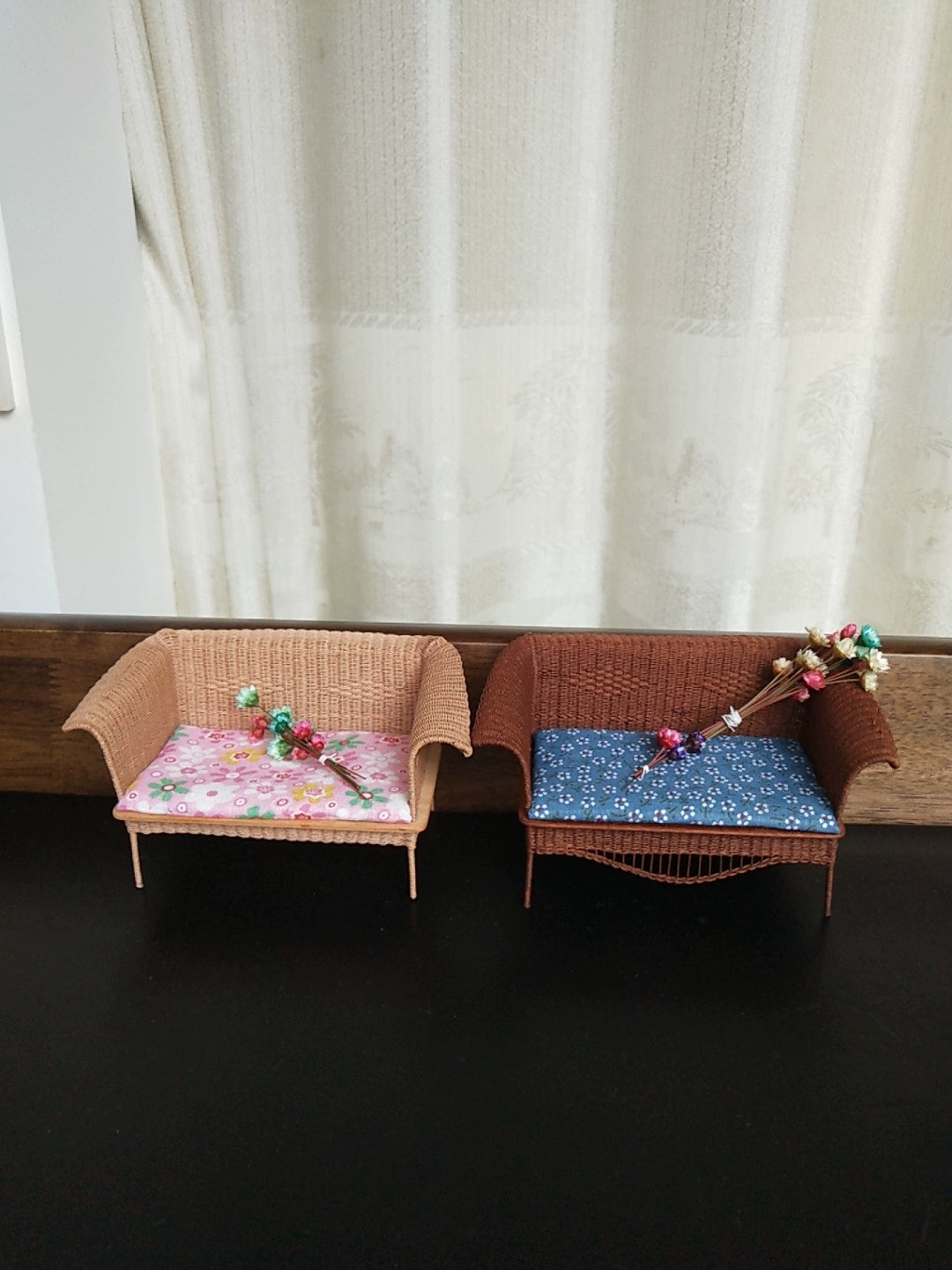 1:12 Scale Miniature Wicker Chair For Dollhouse BJD OB11 Doll Furniture Paper Rattan