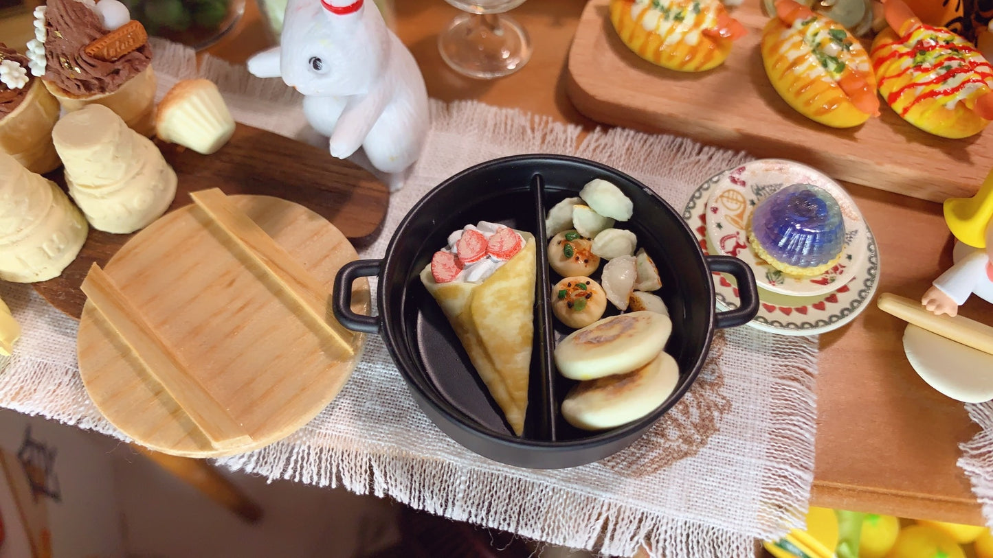 1:12 Scale Miniature Cross Pot Metal Cookware With Lid For Dollhouse Kitchen Accessories