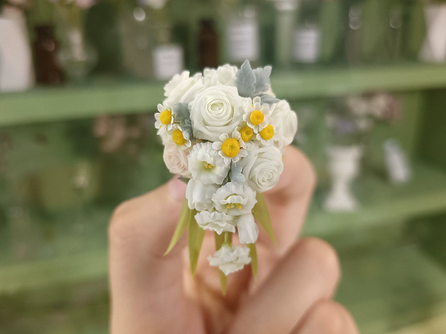 1:6 Scale Miniature Clay Flower Bouquet For Dollhouse BJD Blythe Display