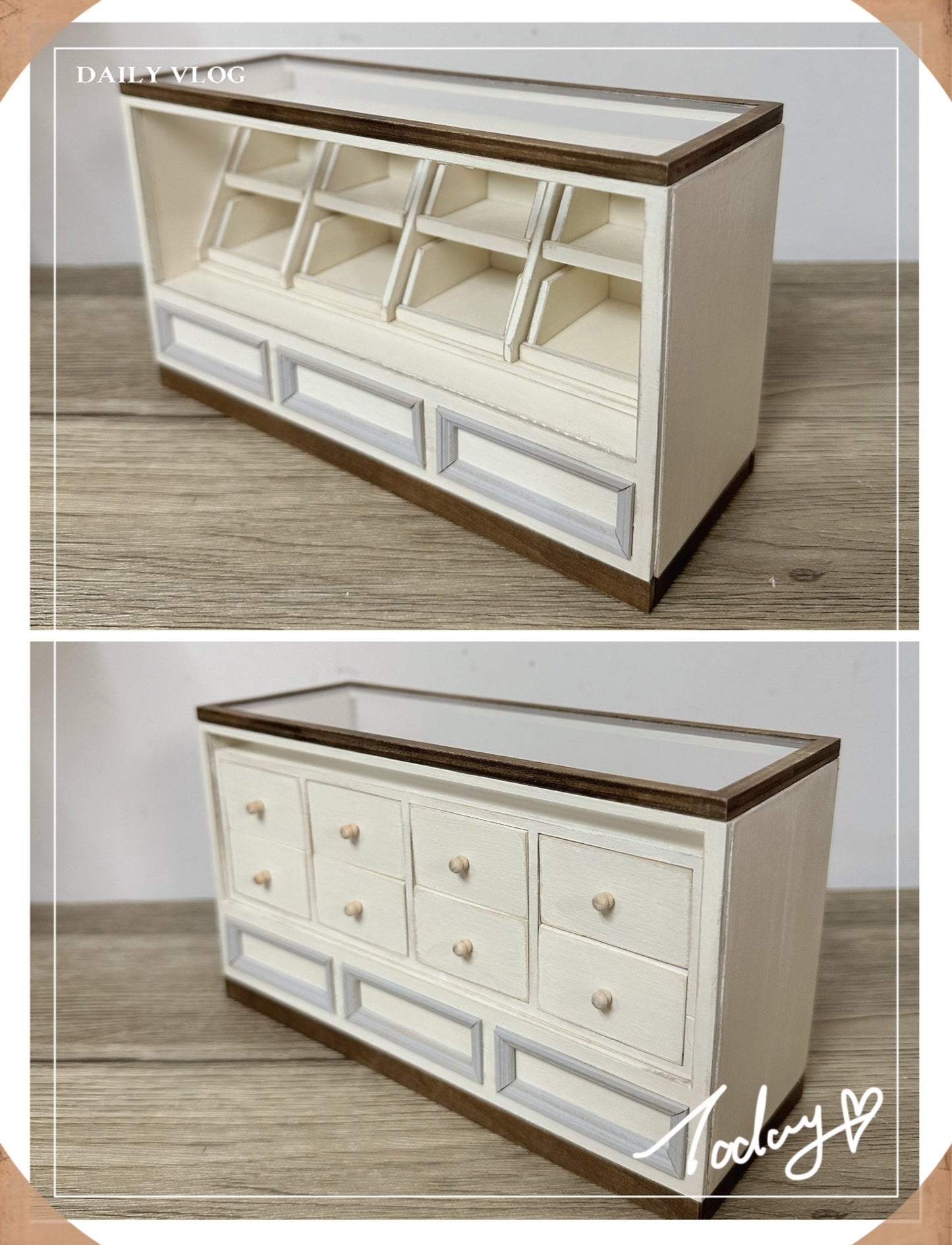 1:12 Scale Miniature Dollhouse Furniture Vintage French Sideboard Cabinet Kitchen Storage Miniature