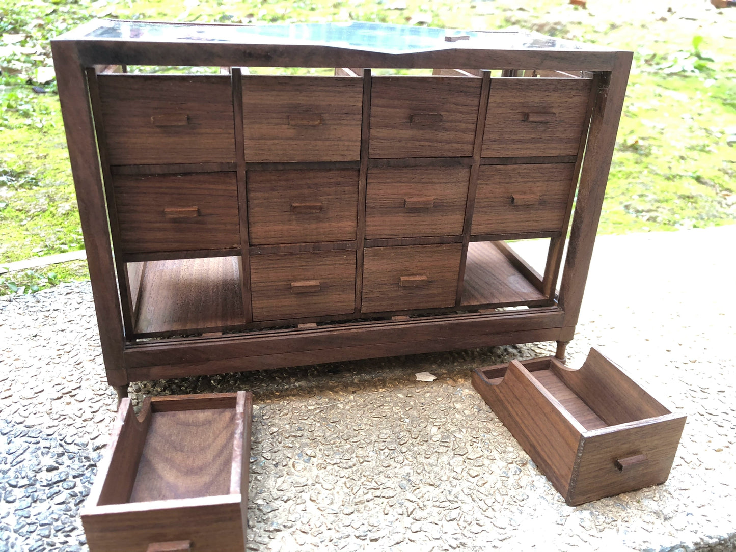 1:6 Scale Walnut Vintage Display Cabinet Miniature Dollhouse Furniture For Blythe BJD
