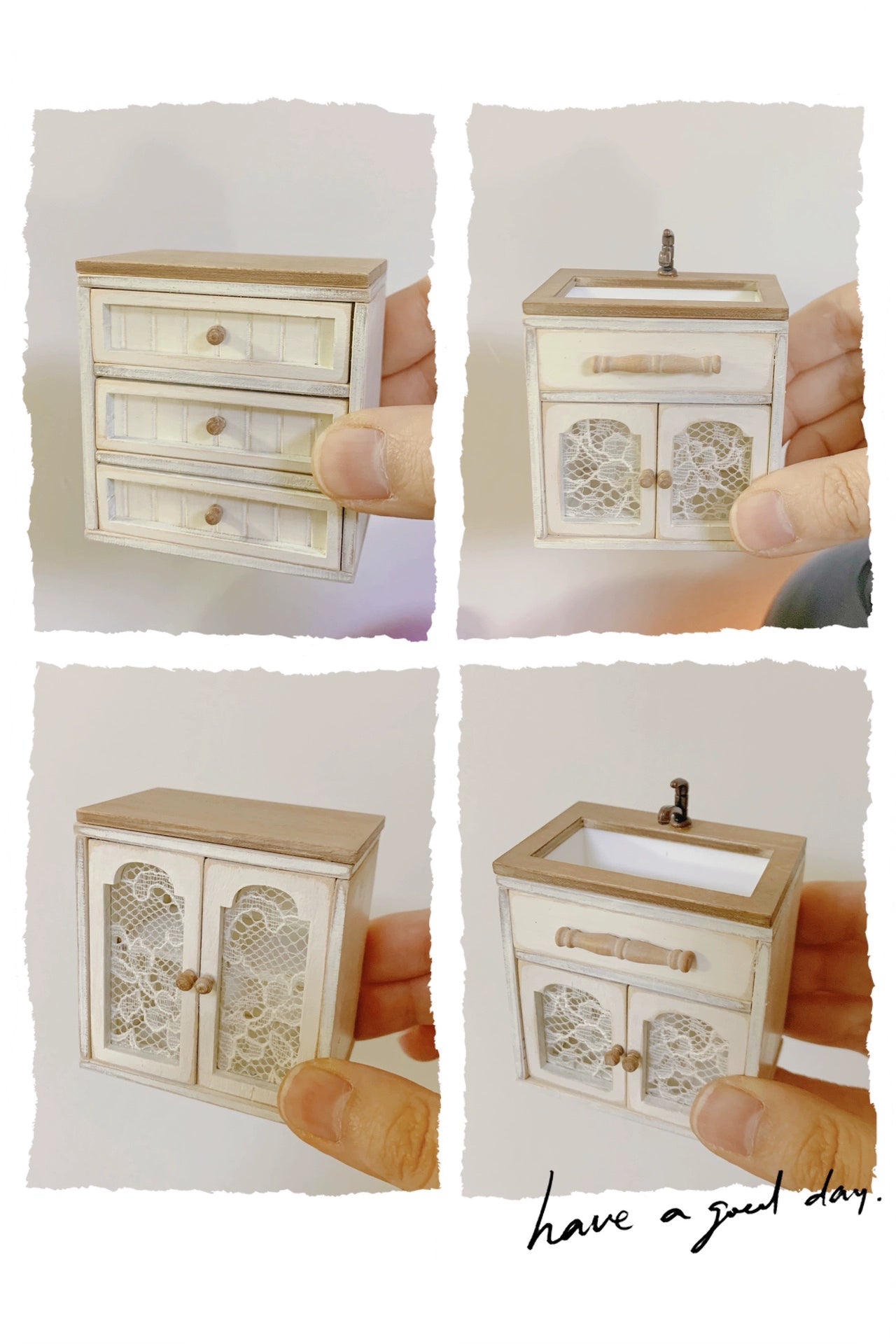 1:12 Scale Miniature Kitchen Cabinet Dollhouse Furniture With Wall Shelf And Storage Rack