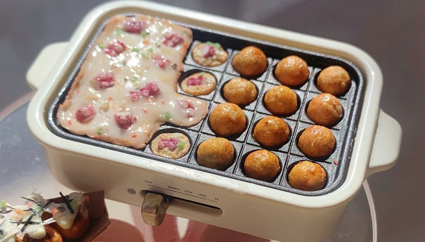 1:12 Scale Miniature Takoyaki Food Set For Dollhouse Kitchen Accessories