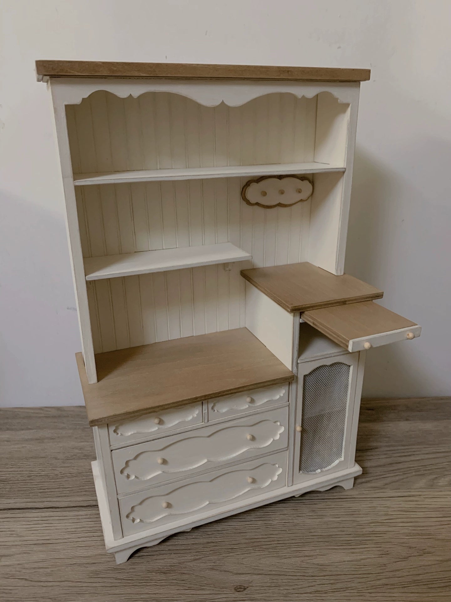 1:12 Scale Miniature French Sideboard Cabinet Vintage Distressed Dollhouse Furniture For Living Room Kitchen