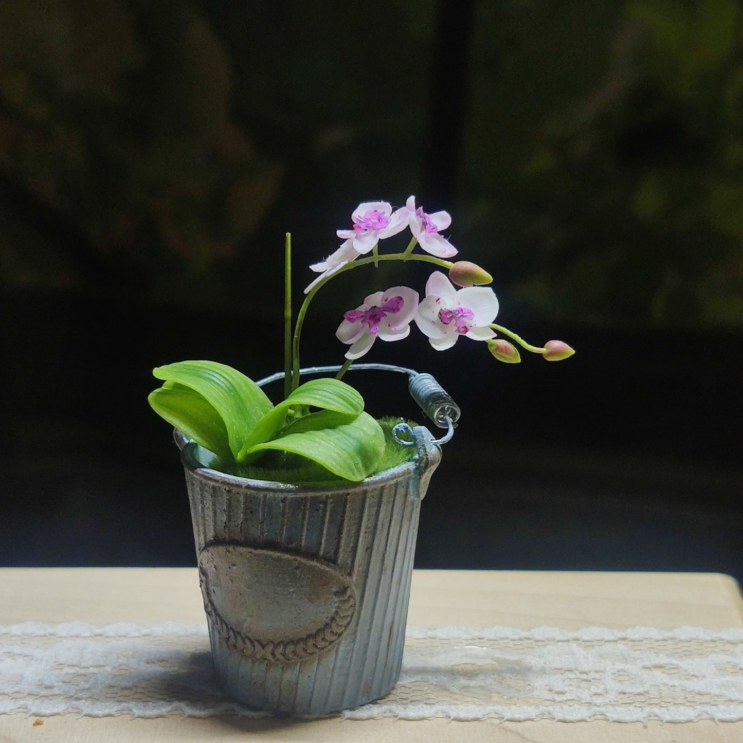 1:12 Scale Miniature Clay Orchid Butterfly Orchid Handmade Dollhouse Decoration