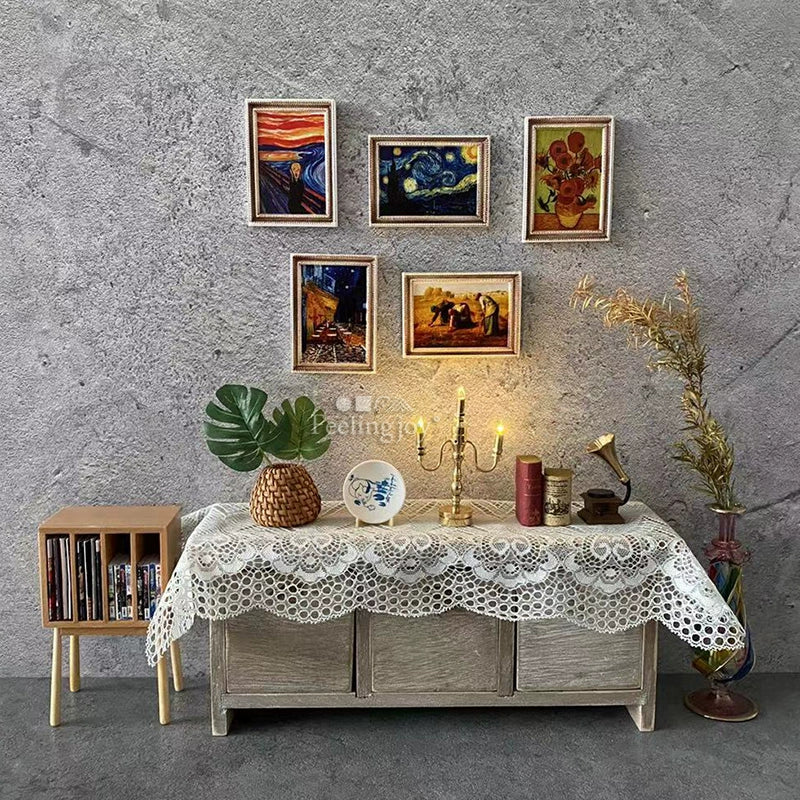 1:12 Scale Miniature Dollhouse Picture Frame Wall Art European Style DIY Miniature Painting Photo Gallery