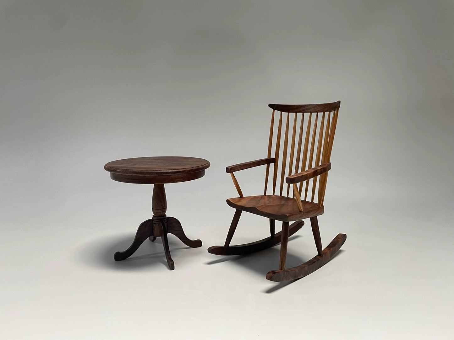 1:6 Scale Miniature Wooden Rocking Chair For Dollhouse Living Room Decor