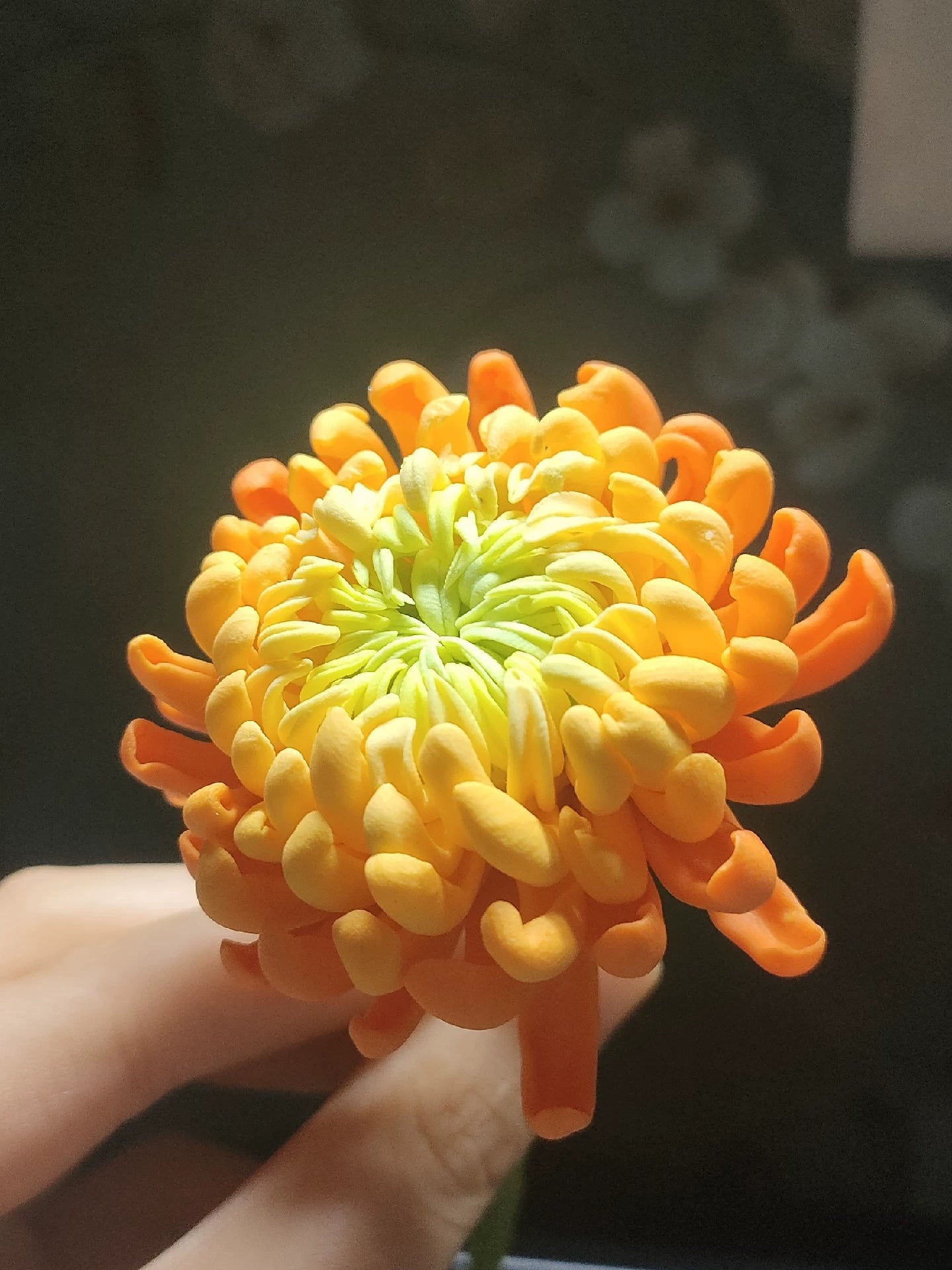 1:12 Scale Handmade Clay Chrysanthemum Miniature Dollhouse Decor