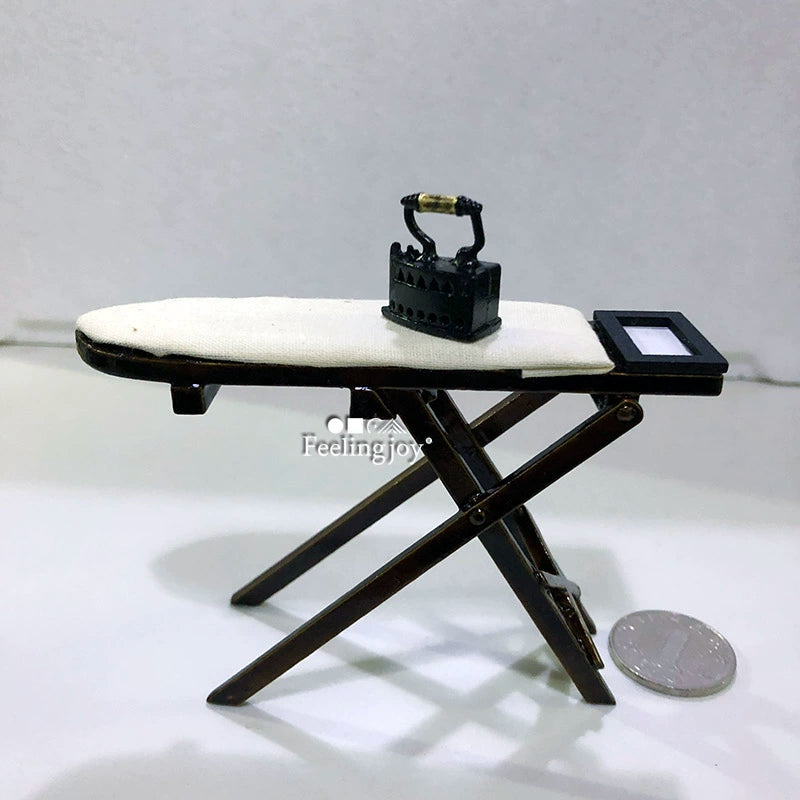 1:12 Scale Wooden Ironing Board Miniature Dollhouse Furniture BJD Scene Props