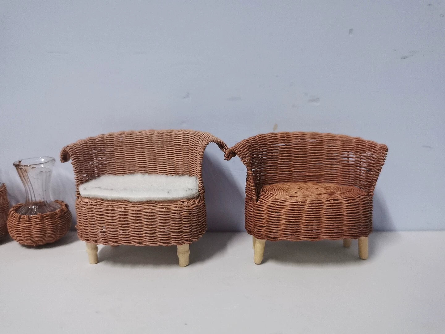 1:6 Scale Miniature Wicker Chair Dollhouse Furniture For BJD Blythe Dolls