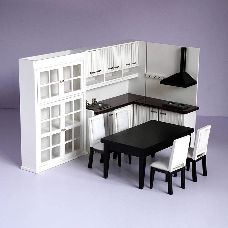 Meubles miniatures pour maison de poupée, échelle 1:12, cuisine, salle à manger, table, chaise, réfrigérateur, accessoires de scène BJD OB11