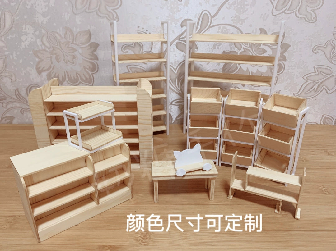 1:12 Scale Miniature Dollhouse Furniture Supermarket Shelf Cabinet Checkout Counter Storage