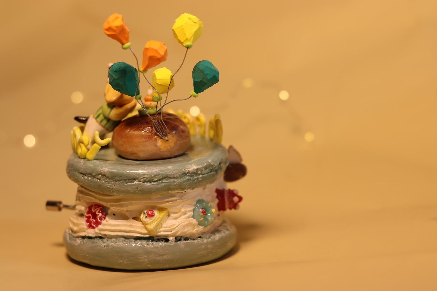 1:12 Scale Miniature Macaron Shop Birthday Puppy Dollhouse Scene