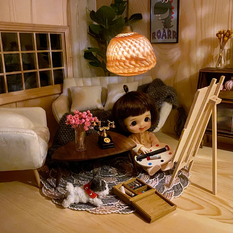 Accessoires de maison de poupée miniature BJD Blythe à l'échelle 1:6, suspension en bambou faite à la main à l'échelle 1:12, meubles miniatures