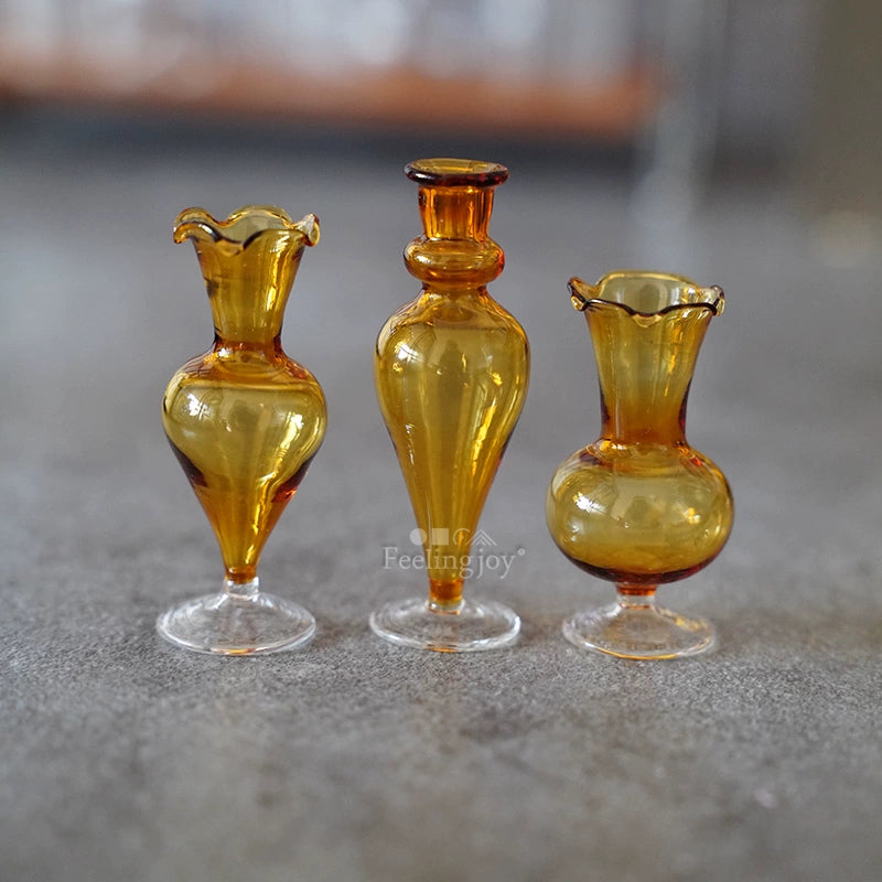 Vase miniature en verre à l'échelle 1:6, pot de fleurs, accessoire pour maison de poupée BJD, artisanat en argile, accessoires de scène DIY