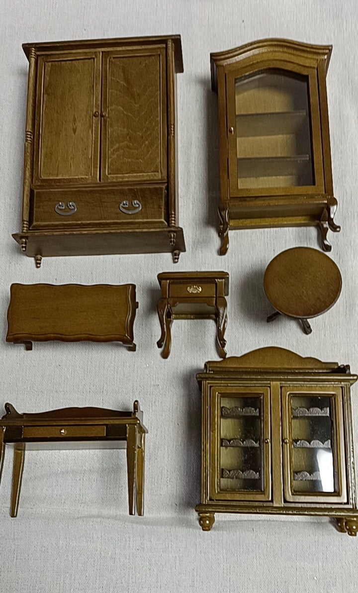 1:12 Scale Miniature Dollhouse Furniture Walnut Wooden Cabinet Set For Ob11 Dollhouse