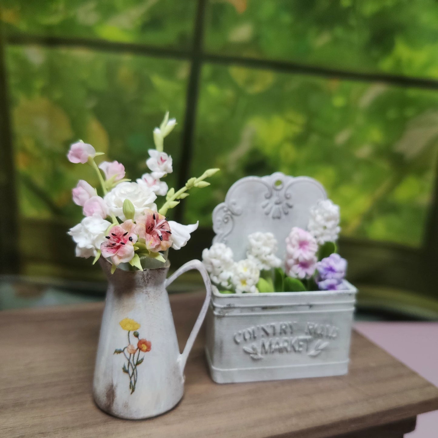 1:12 Scale Miniature Clay Flower Bouquet For Dollhouse Decor