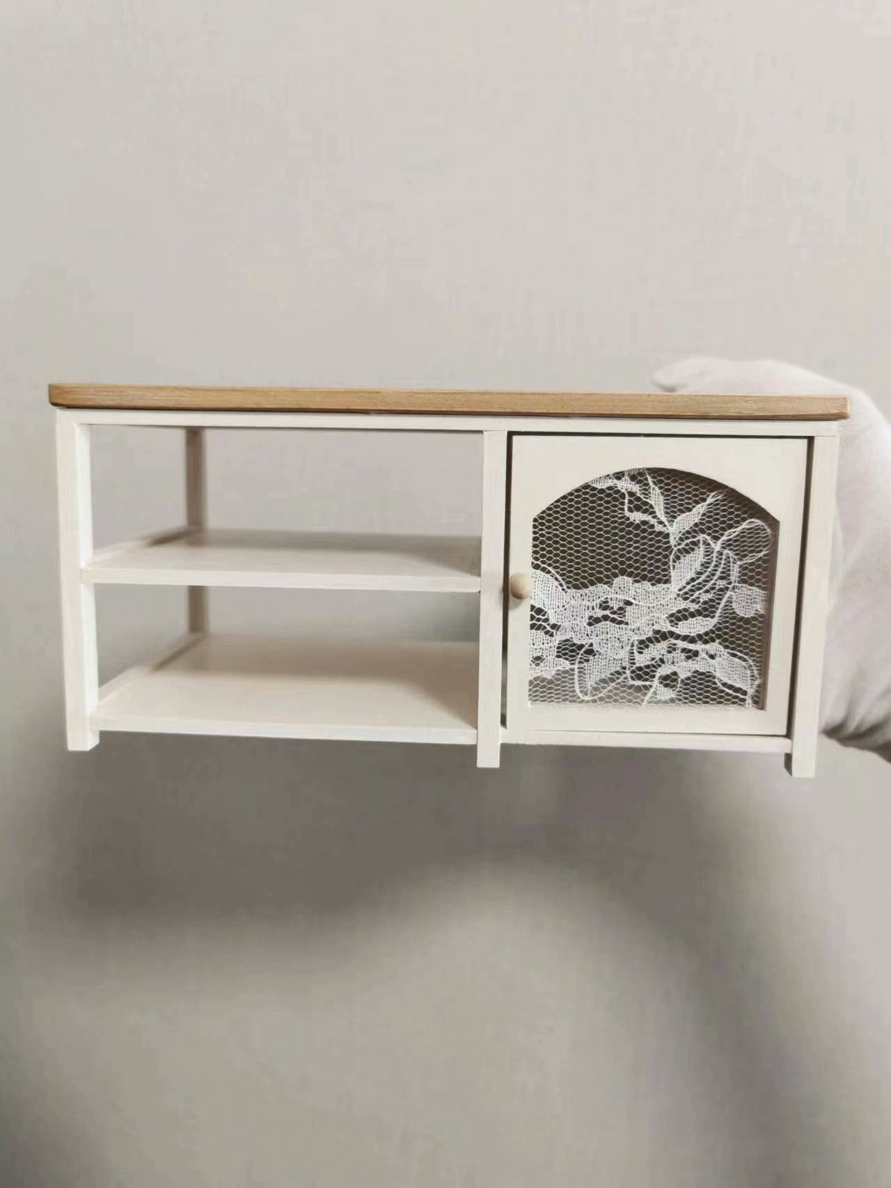 1:12 Scale Miniature Kitchen Island Table With Lace Tablecloth For Dollhouse