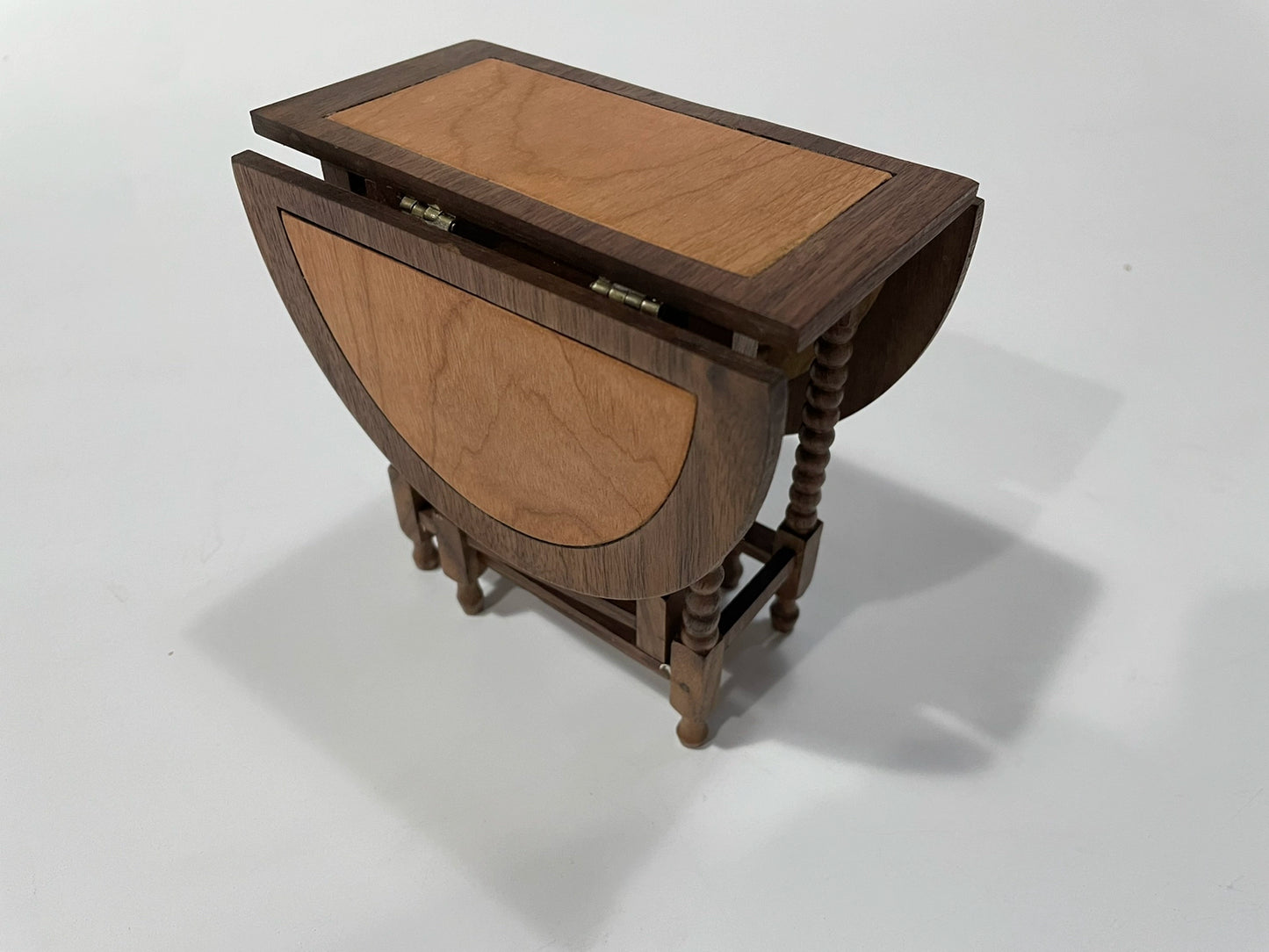 1:6 Scale Walnut Cherry Wood Folding Table Miniature Dollhouse Furniture