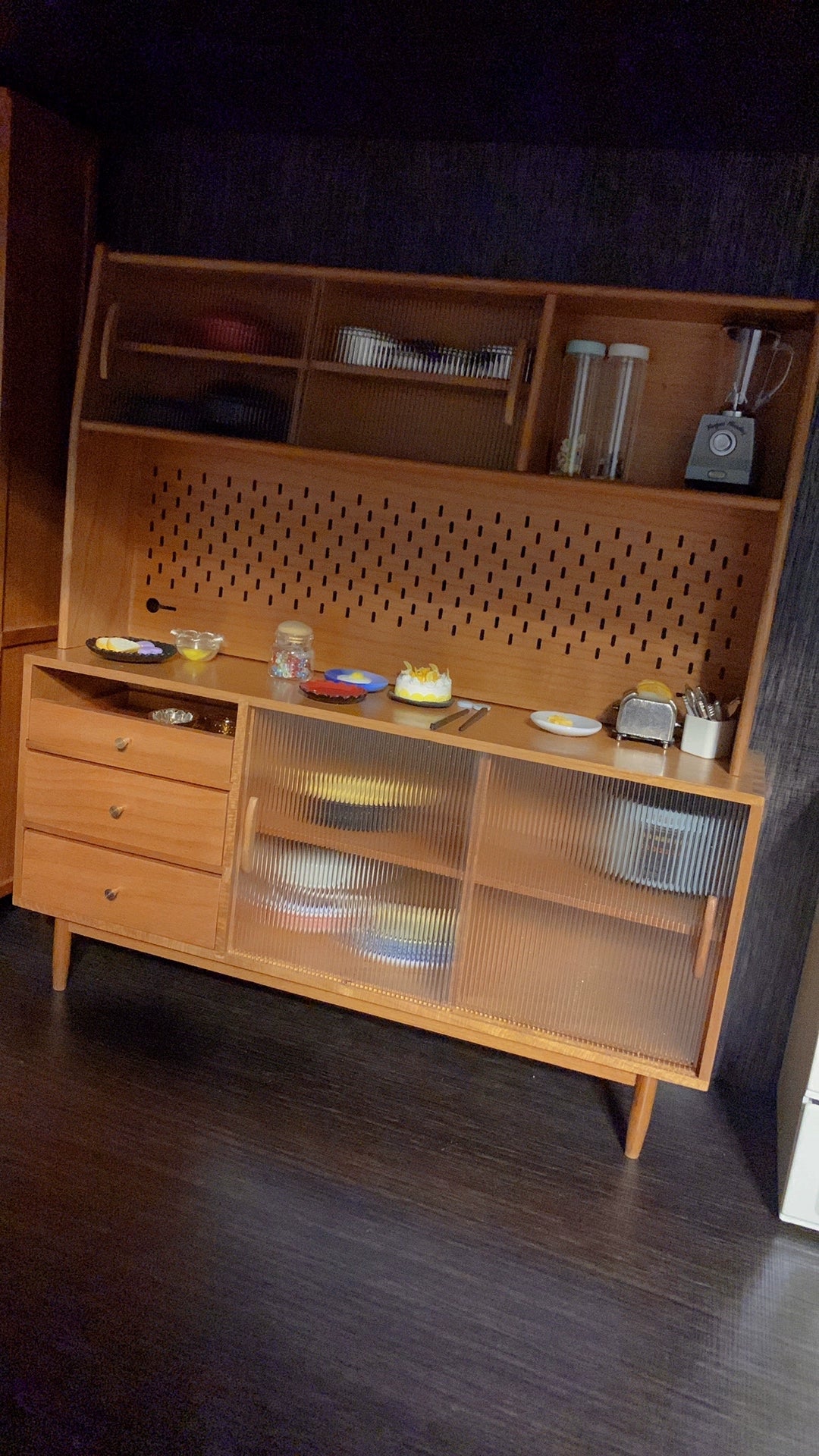1:12 Scale Wooden Sideboard Miniature Dollhouse Furniture Kitchen Cabinet