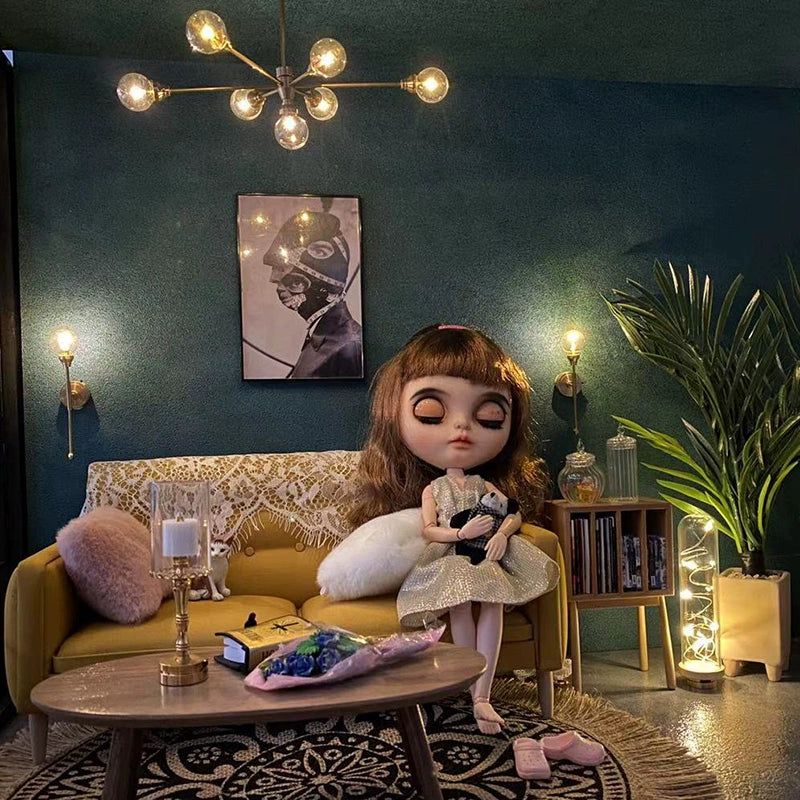 Lampe lumineuse sans fil à haricot magique pour maison de poupée, échelle 1:6, échelle 1:12, BJD Blythe