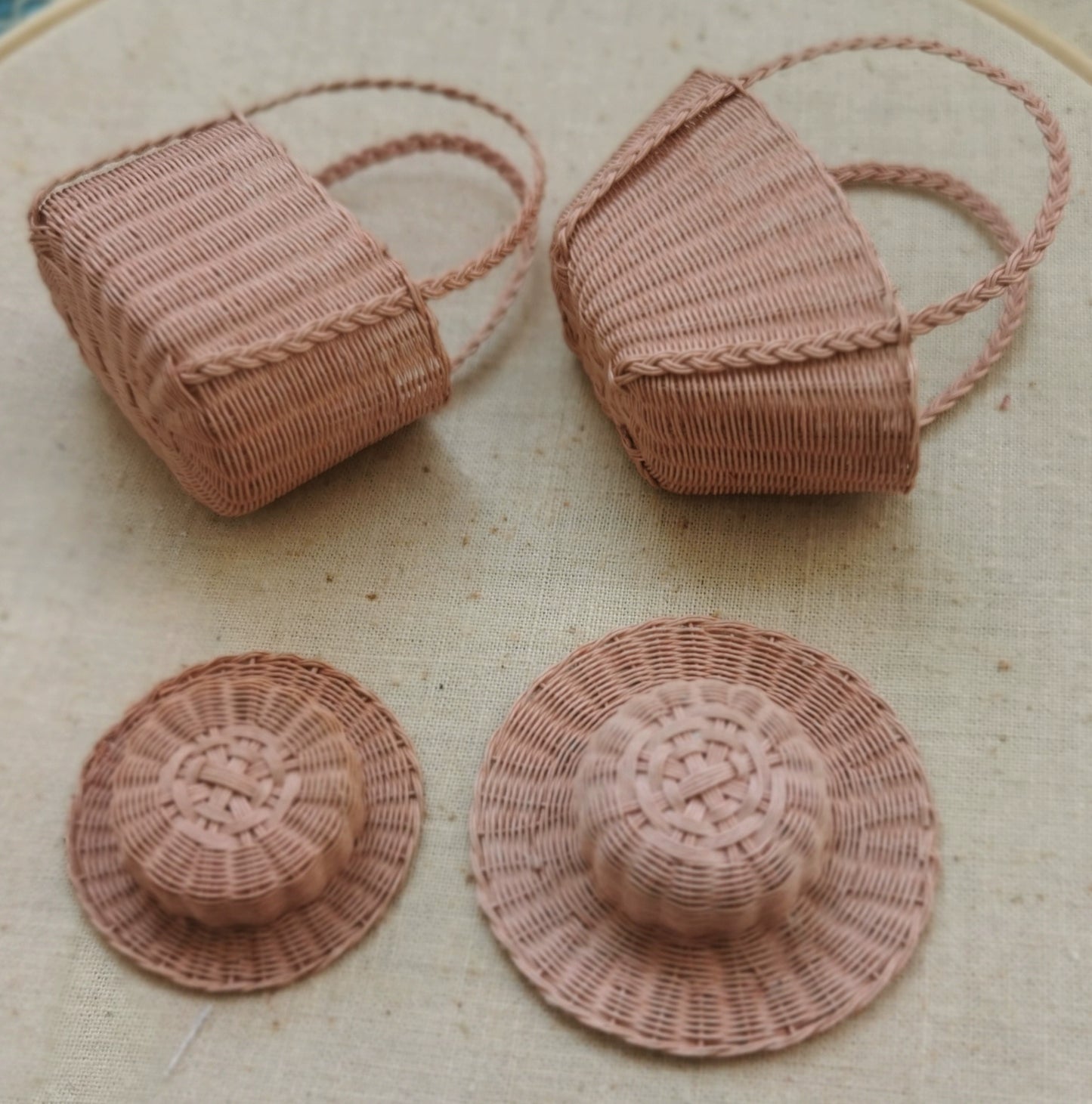 1:12 Scale Miniature Woven Paper Basket Dollhouse Furniture Customizable Color