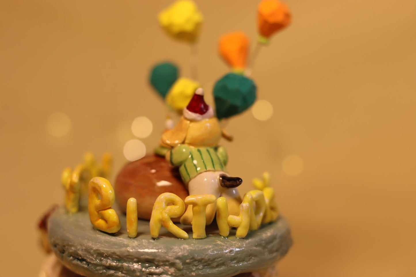1:12 Scale Miniature Macaron Shop Birthday Puppy Dollhouse Scene