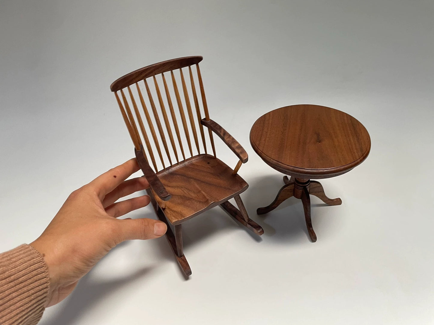 1:6 Scale Walnut Coffee Table Side Table Miniature Dollhouse Furniture Living Room Decor