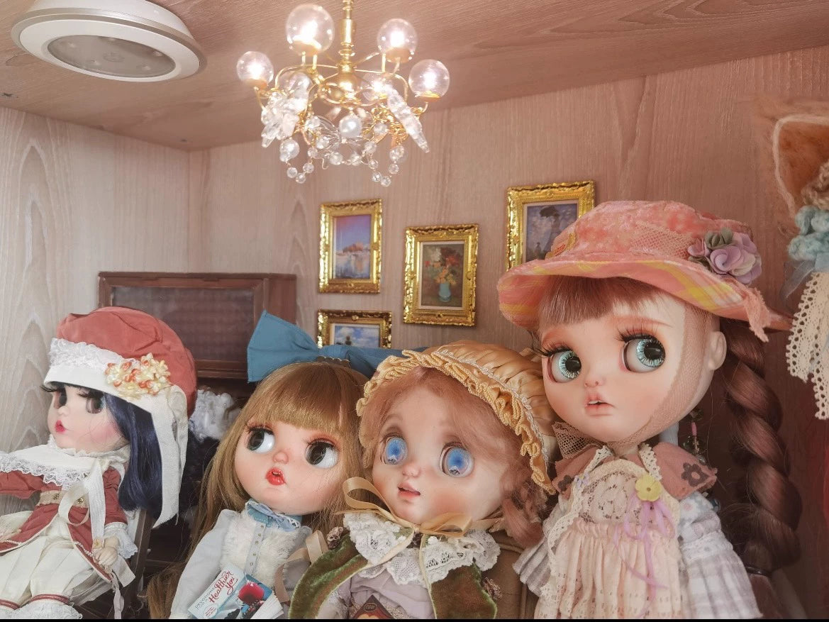 Lámpara de techo para casa de muñecas a escala 1:12 con control remoto, muebles en miniatura para muñecas Blythe