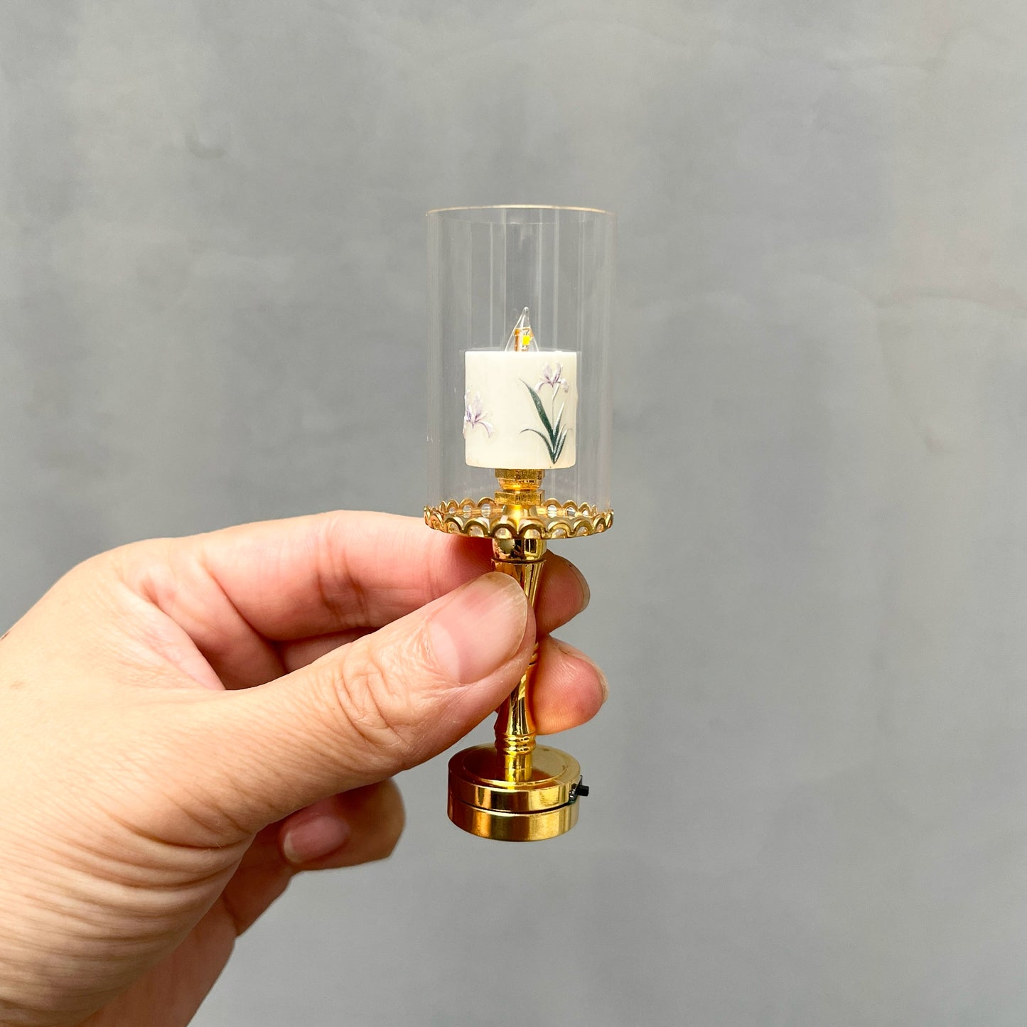 Bougeoir en verre LED pour maison de poupée miniature à l'échelle 1:6, accessoire de décoration de table romantique pour BJD Blythe