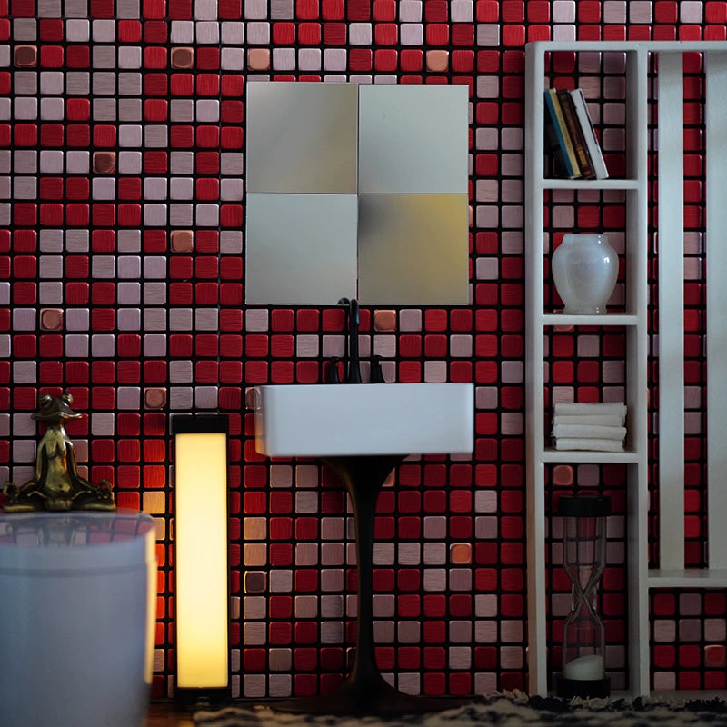 1:6 Scale BJD Dollhouse Bathroom Vanity Set With Geometric Mirror Miniature Furniture For Blythe Scene
