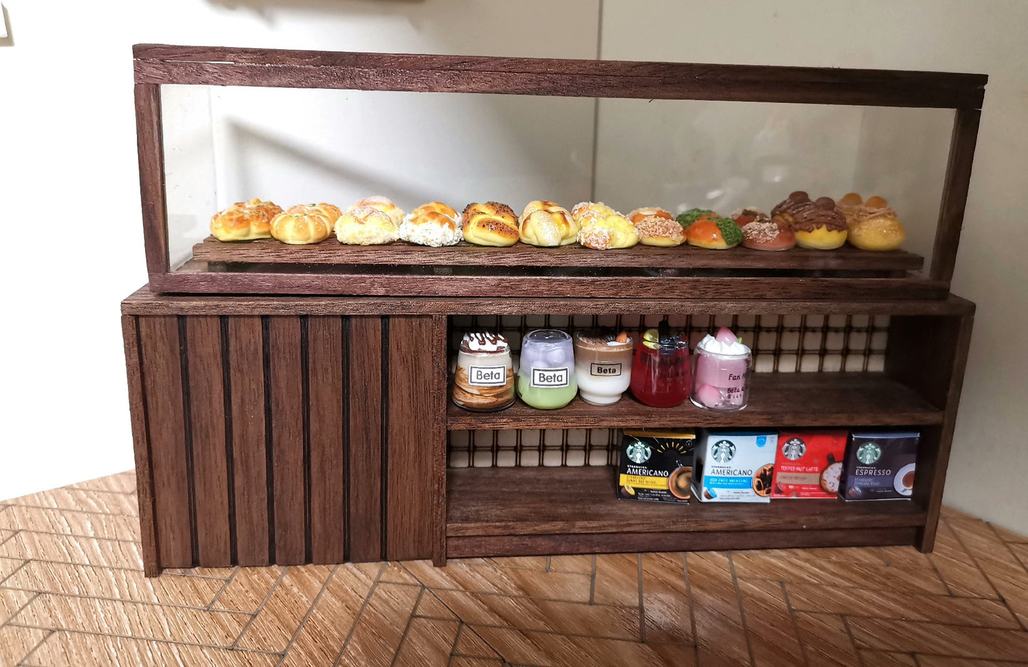 Mueble de madera en miniatura para casa de muñecas, accesorio para sala de juegos, escala 1:12