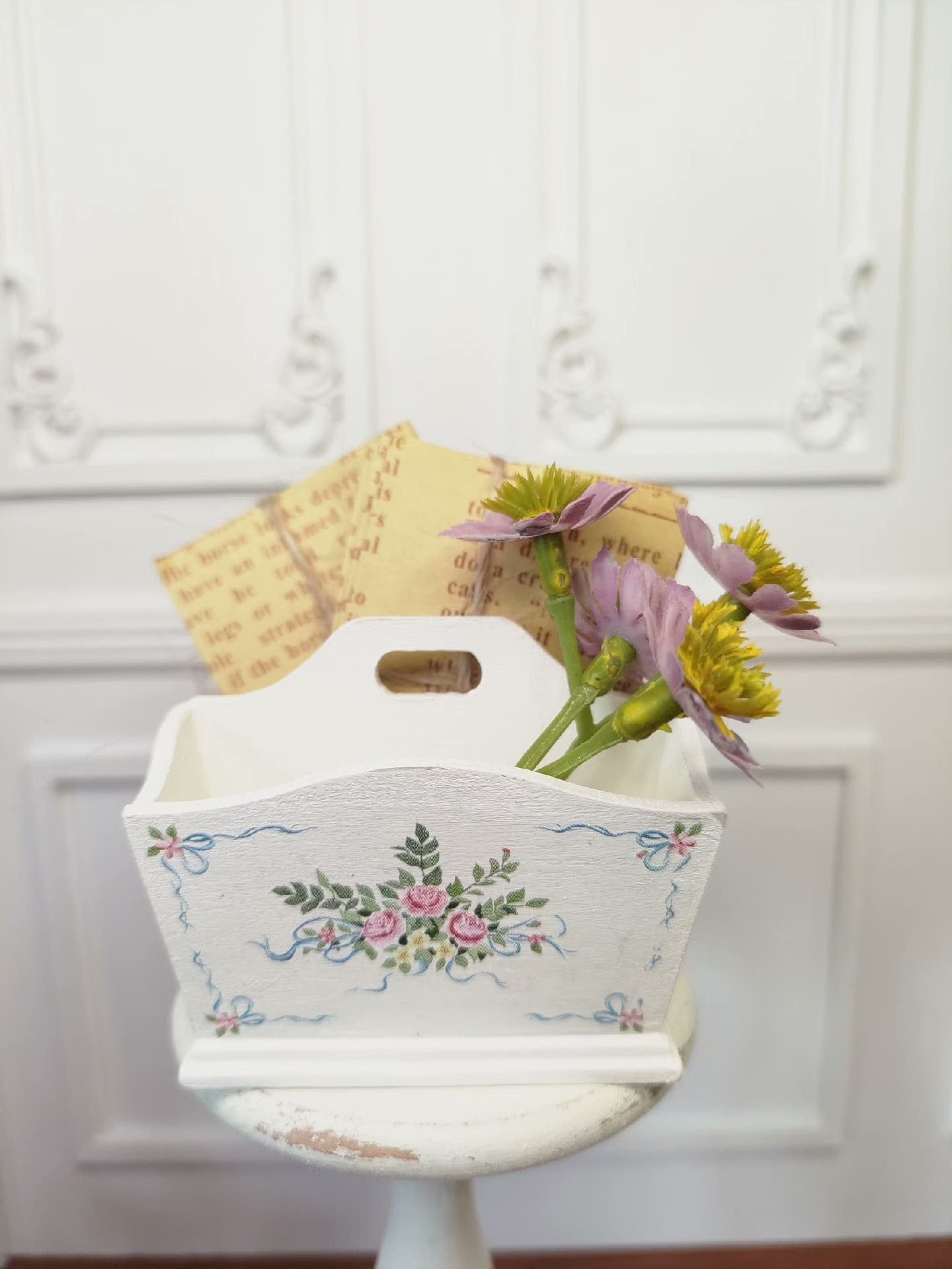 Boîte aux lettres miniature en bois à l'échelle 1:6 pour maison de poupée BJD, photographie de scènes miniatures