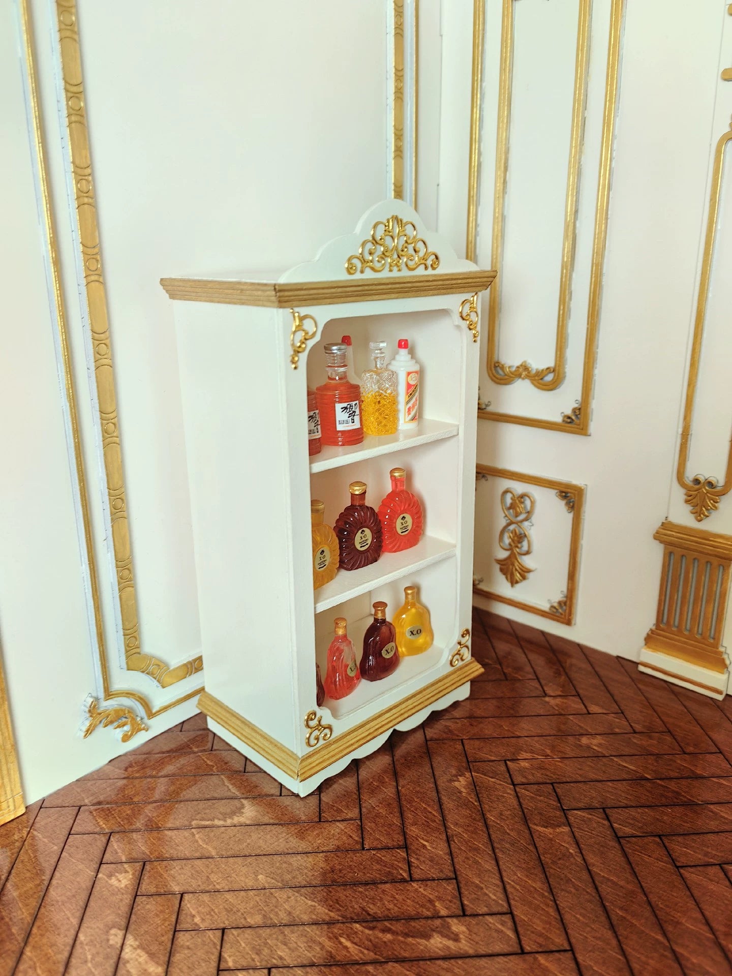 Armoire en bois de style français, échelle 1:6, échelle 1:8, échelle 1:10, échelle 1:12, vitrine, meubles miniatures pour maison de poupée, armoire à vin